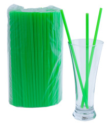 Трубочки для коктейля без изгиба зеленые, диаметр 8 мм, 24 см, 250шт