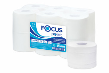 Туалетная бумага в рулоне Focus Point 2 слойная белая 120 м с центральной вытяжкой (артикул производителя 5036915)