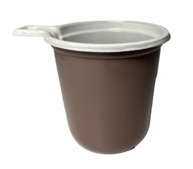 Чашка одноразовая пластиковая бело-коричневая 200мл