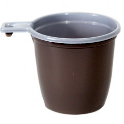 Чашка одноразовая пластиковая бело-коричневая 200мл