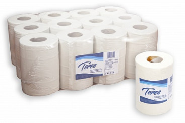 Бумажные полотенца в рулоне с центральной подачей ТЕРЕС Комфорт mini 1 слойные белые 120 м (артикул производителя Т-0130)