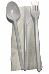 Набор для доставки № 4 (вилка, нож, ложка столовая, салфетка) в индивидуальной упаковке