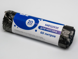 Мешки для мусора ПНД 60л 60х70 20шт в рулоне черные Ben Fatto
