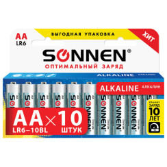 Батарейка SONNEN АА LR6 (10 шт/уп)