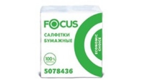 Салфетки бумажные белые 20*24 однослойные FOCUS ECO 100 шт (артикул производителя 5078436)