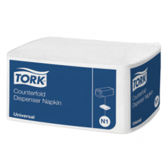 Салфетки бумажные для диспенсеров TORK N1 Counterfold Universal однослойные белые 300 листов (артикул производителя 10935)