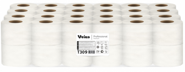 Туалетная бумага VEIRO Professional Lite Premium 3 слойная белая в упаковке 8 рулонов (артикул производителя T309)