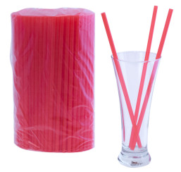 Трубочки для коктейля без изгиба красные, диаметр 8 мм, 24 см, 250шт