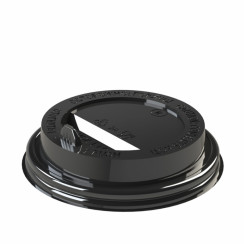 Крышка для стакана 80 мм пластиковая черная с носиком (клапаном)