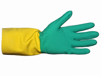 Перчатки резиновые Усиленные L зелено-желтые арт. 120269