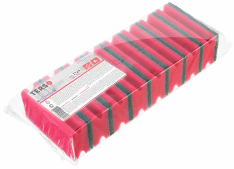 Губка для посуды профильная Terso 130х70х45 мм красная в упаковке 8 шт (артикул производителя T124)