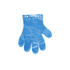 Перчатки одноразовые полиэтиленовые, синие с подвесом 100 шт в упаковке размер L