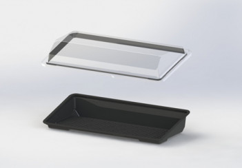Контейнер для суши пластиковый прямоугольный 229х107х45 мм черный