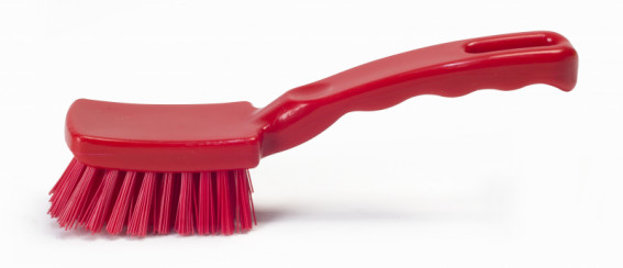 Щетка HACCPER с короткой ручкой для мытья посуды 177мм жесткая  красная
