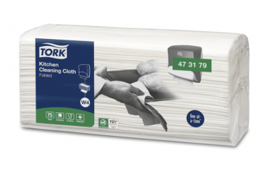 Нетканый протирочный материал листовой TORK для кухни W4 белый 75 шт (артикул производителя 473179)