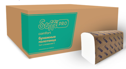 Полотенца бумажные листовые SoffiPro Comfort 1 сл белые V сложения 250 листов (артикул производителя 10901353)