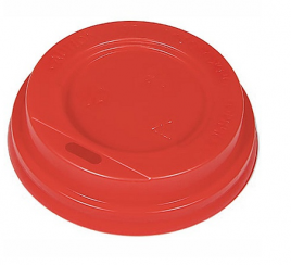 Крышка для стакана 73 мм пластиковая красная с питейником (отверстием)
