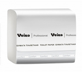Туалетная бумага листовая VEIRO Professional Comfort V сложения 2 слойная белая 250 листов (артикул производителя TV201)