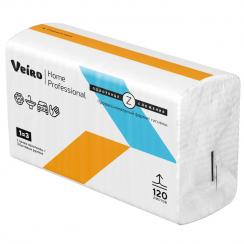 Бумажные полотенца листовые VEIRO Home Professional Z сложения 2 слойные белые 120 листов (артикул производителя KZ32-120)