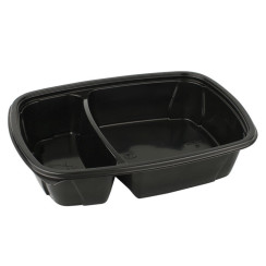 Контейнер пластиковый прямоугольный 230x50, 950 мл 2 секции черный Стиролпласт