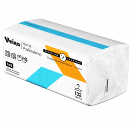 Бумажные полотенца листовые VEIRO Home Professional V сложения 2 слойные белые 132 листа (артикул производителя KV32-132)