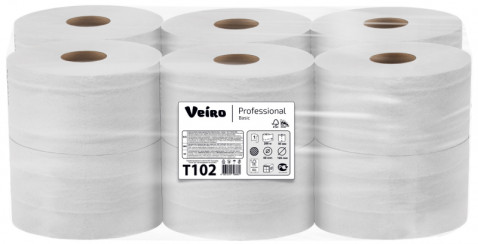 Туалетная бумага в рулоне VEIRO Professional Basic 1 слойная светло-серая 200 м (артикул производителя Т102)