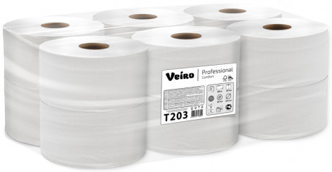 Туалетная бумага в рулоне VEIRO Professional Comfort 2 слойная белая 200 м (артикул производителя Т203)