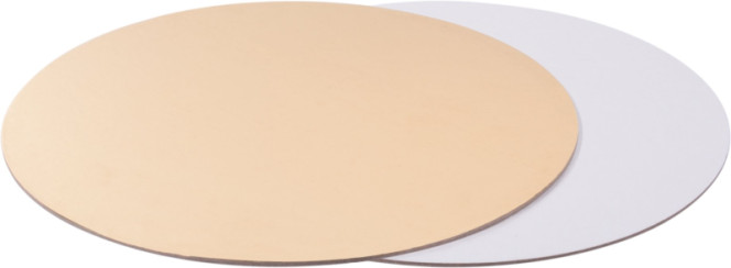 Подложка картон круглая d16см 3,2мм золото/белая 