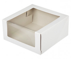 Коробка для торта с окном GDC 225х225х110 мм картон белая
