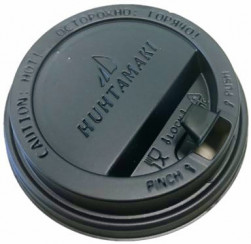 Крышка для стакана Huhtamaki 80 мм пластиковая черная с носиком (клапаном)