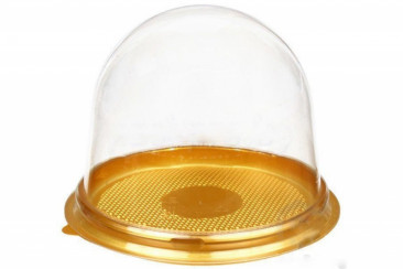 Контейнер пластиковый для кондитеских изделий круглый d90 золотой