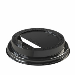 Крышка для стакана 90 мм пластиковая черная с носиком (клапаном)