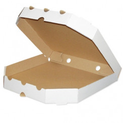 Коробка для пиццы со скошенными углами 320х320х40 мм бело-бурая