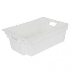 Ящик пластиковый для мясных продуктов сплошной 600 * 400 * 200 мм белый морозостойкий с гладким дном