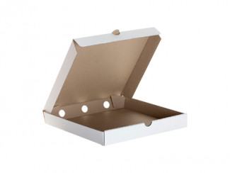 Коробка для пиццы 300х300х40 мм бело-бурая