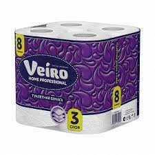 Бумага туалетная Veiro Professional Home 3 сл белая 15 м (8рул/уп) арт.T319