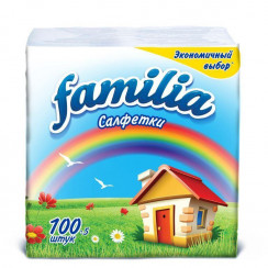 Салфетки бумажные белые 24 х 23 однослойные Familia 100 шт (артикул производителя 5039302/5080553)