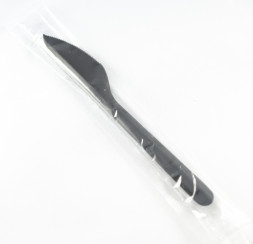 Нож одноразовый полипропиленовый черный 18 см в индивидуальной упаковке