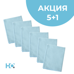 Салфетка для стекол HQ Микрогласс синяя 30х40см 5+1 (артикул производителя 77362)