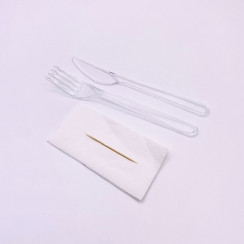 Набор для доставки № 2 (вилка, нож, зубочистка,салфетка) в индивидуальной упаковке