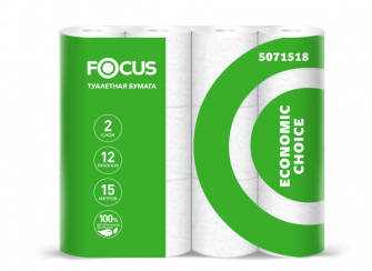 Туалетная бумага FOCUS Economic 2 сл белая в упаковке 12 рулонов (артикул производителя 5071518)