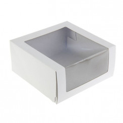 Коробка для торта картонная белая с окном 180х180х100