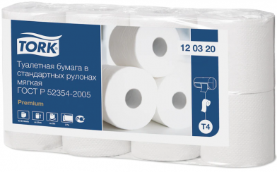 Бумага туалетная TORK Premium T4 2-сл белая 23м 8 рулонов в упаковке (артикул производителя 120320)