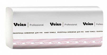 Бумажные полотенца листовые VEIRO Professional Premium Z сложения 2 слойные белые 200 листов (артикул производителя KZ303)