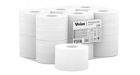 Туалетная бумага VEIRO Professional Premium 2 слойная белая в упаковке 12 рулонов (артикул производителя T316)