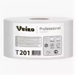 Туалетная бумага в рулоне VEIRO Professional Comfort 1 слойная белая 200 м (артикул производителя Т201)