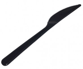Нож одноразовый столовый пластиковый черный 18 см