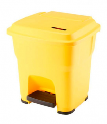Контейнер ГЕРА с педалью и крышкой 35 л, желтый, с наклейками для сортировки, арт. 137748