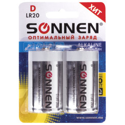 Батарейка SONNEN LR 20 (2шт/уп)
