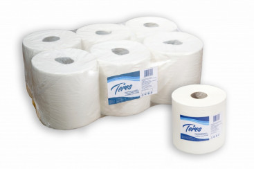 Бумажные полотенца в рулоне с центральной подачей ТЕРЕС Комфорт maxi 1 слойные белые 300м (артикул производителя Т-0150)
